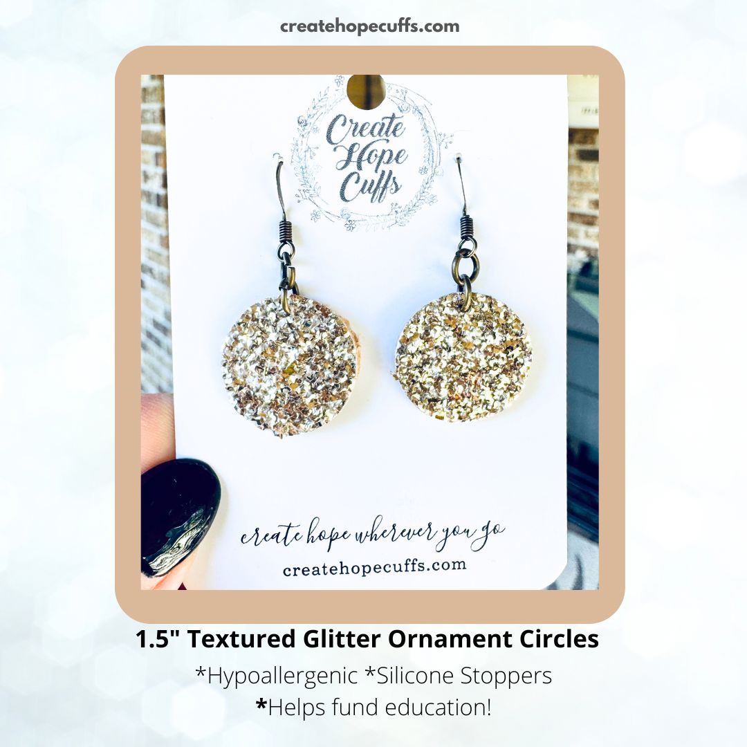 Textured Glitter Ornament Circle | Leather Earrings | Hypoallergenic | Women Leather Earrings Create Hope Cuffs 
