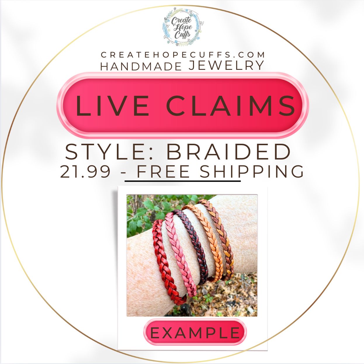 TikTok GRAB - Live Sale | FLAT 5mm BrAiDeD STYLE ONLY Bracelet | Leather | Hypoallergenic Bracelets Create Hope Cuffs 