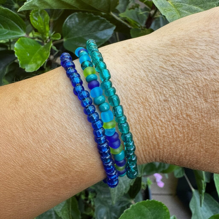 Tranquility Sea Glass Collection | Tiny Seed Bead Bracelets | 4mm Beads | Unisex Bracelets Create Hope Cuffs 