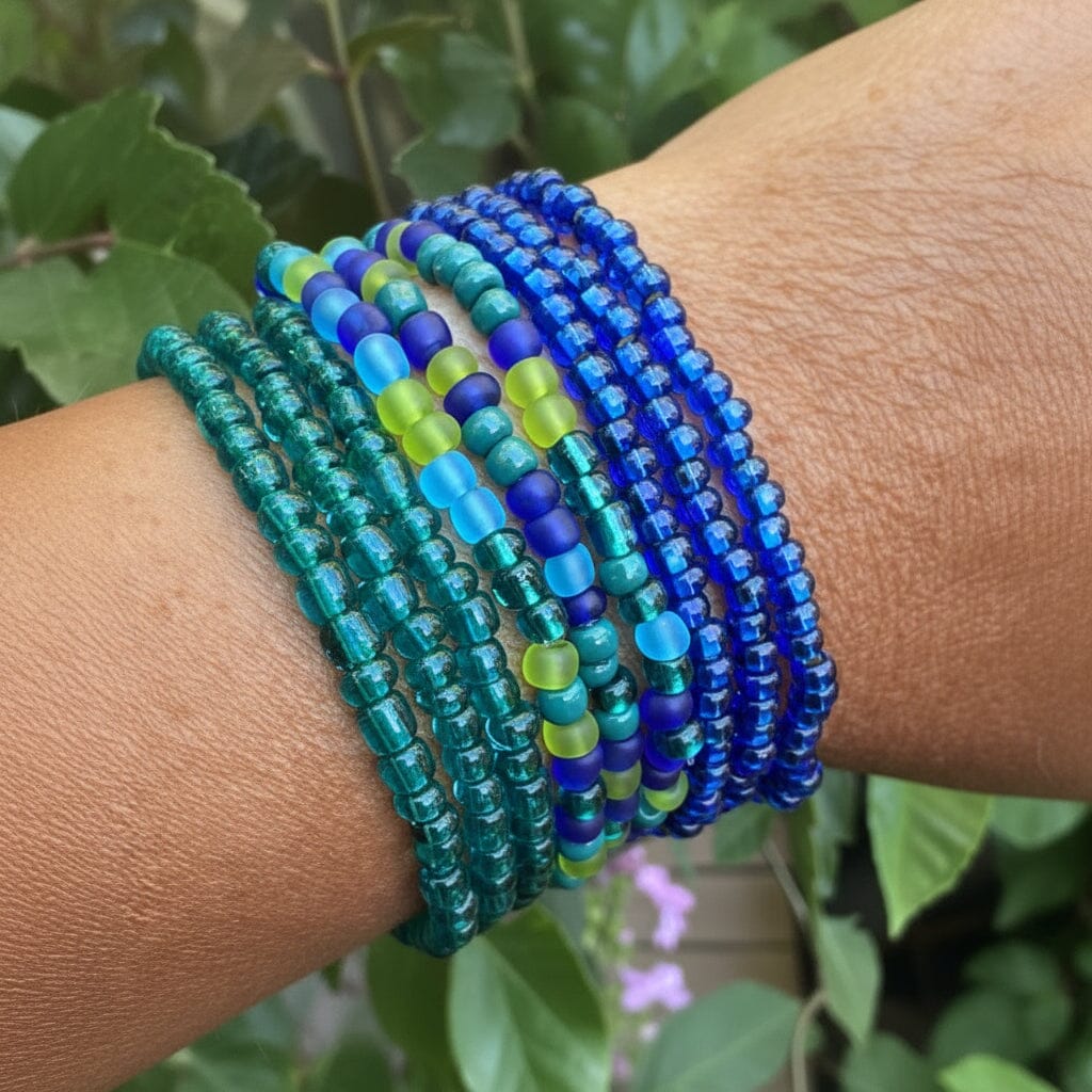 Tranquility Sea Glass Collection | Tiny Seed Bead Bracelets | 4mm Beads | Unisex Bracelets Create Hope Cuffs 