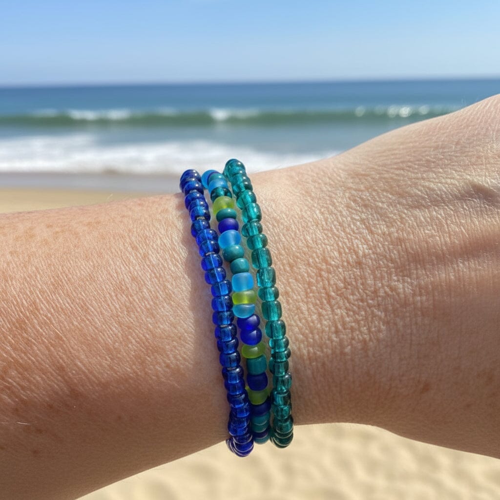 Tranquility Sea Glass Collection | Tiny Seed Bead Bracelets | 4mm Beads | Unisex Bracelets Create Hope Cuffs 