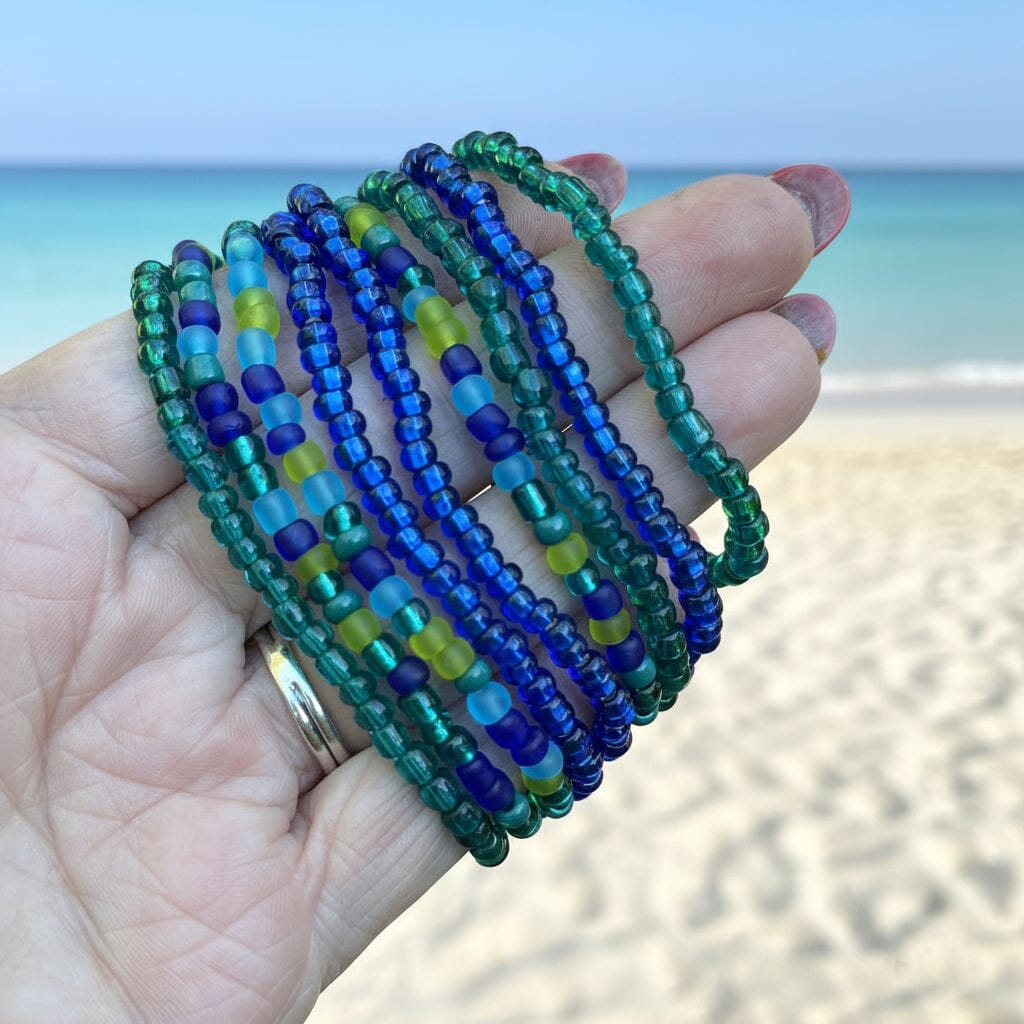 Tranquility Sea Glass Collection | Tiny Seed Bead Bracelets | 4mm Beads | Unisex Bracelets Create Hope Cuffs 