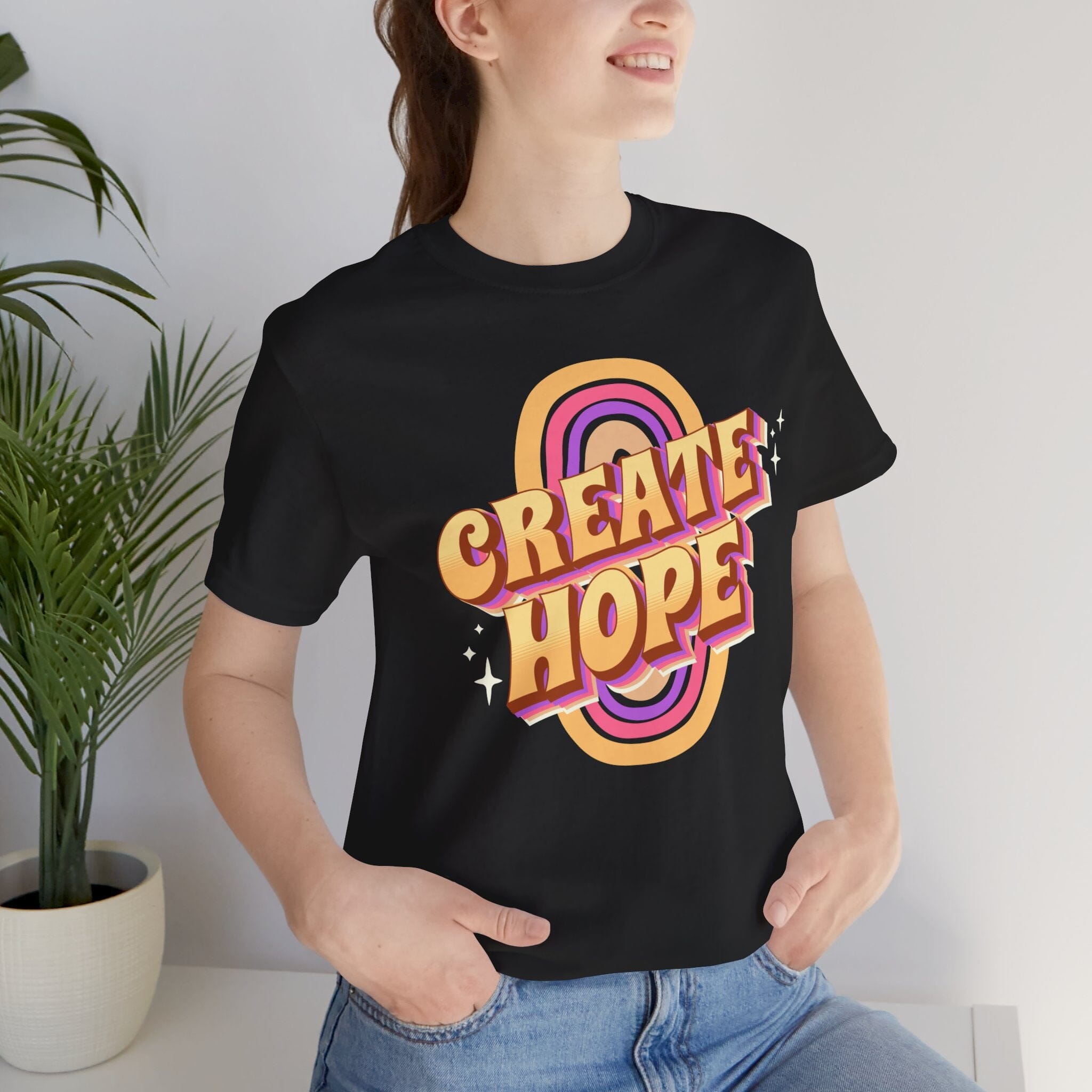 Unisex Groovy Create Hope | Womens Short Sleeve Bella Tee | 3 colors | S-3XL | Hope Swag T-Shirt Printify Black S 