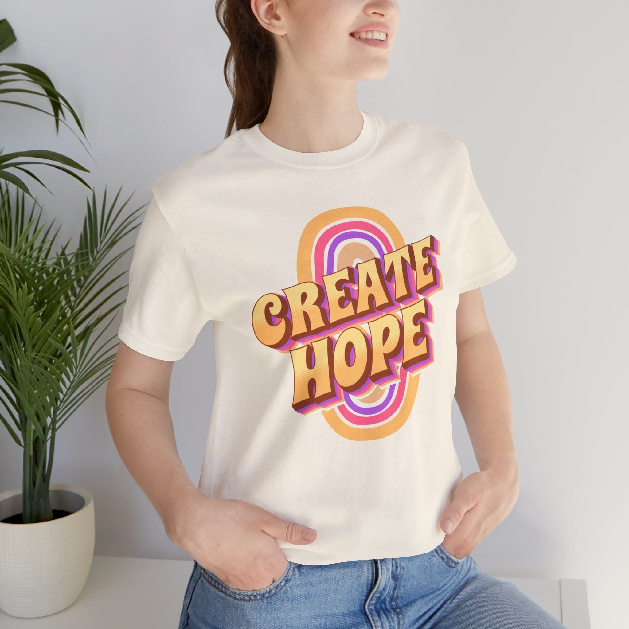 Unisex Groovy Create Hope | Womens Short Sleeve Bella Tee | 3 colors | S-3XL | Hope Swag T-Shirt Printify Natural S 