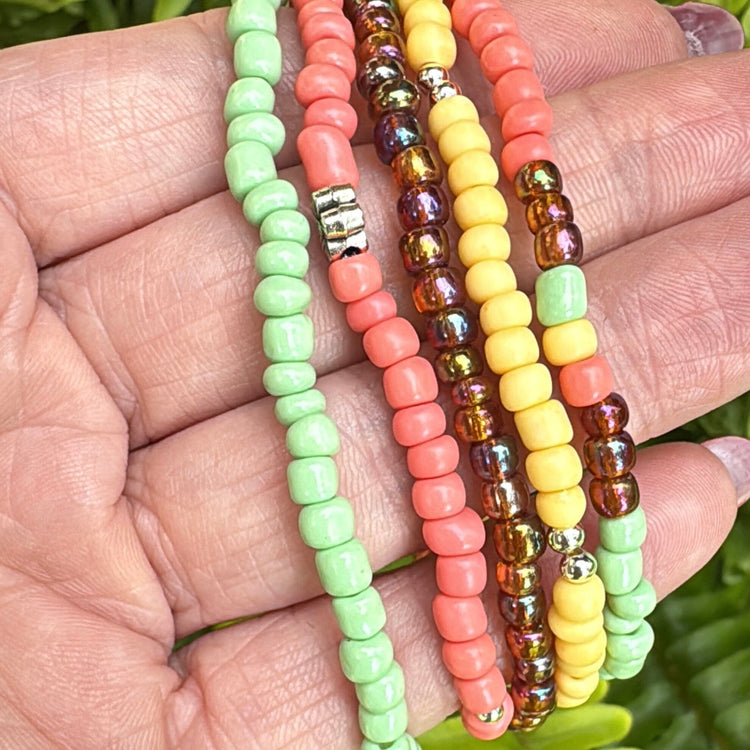 Vintage Sunsets Collection | Tiny Seed Bead Bracelets | 4mm Beads | Women Bracelets Create Hope Cuffs 