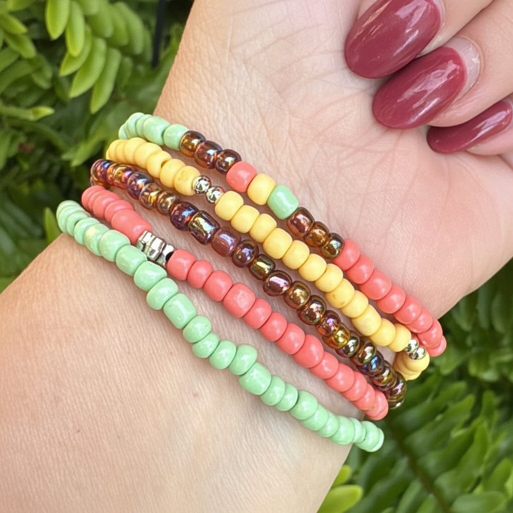 Vintage Sunsets Collection | Tiny Seed Bead Bracelets | 4mm Beads | Women Bracelets Create Hope Cuffs 