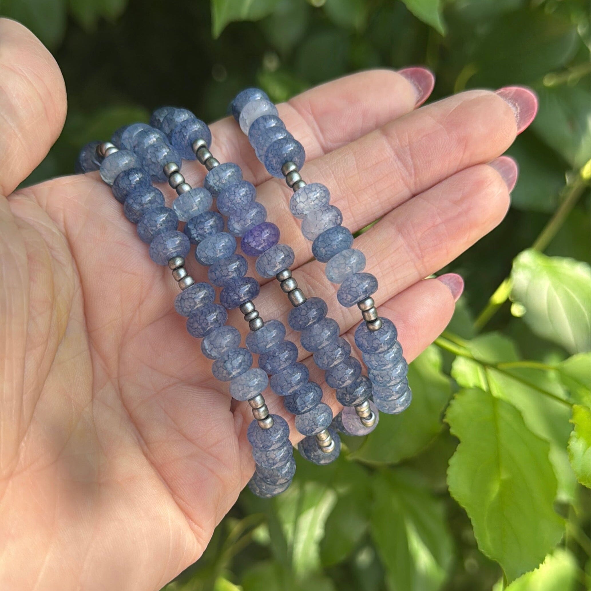 Violet Blue Mix Rondelle Stones | Gemstone Bead Bracelets | 6mm Stone | Women Bracelets Create Hope Cuffs 