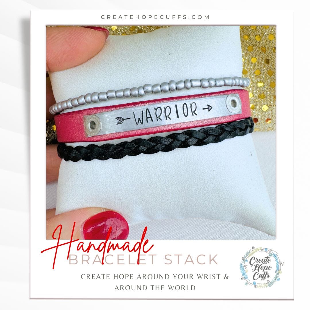 WARRIOR Stack | Skinny Leather Set | 3 pieces | Bracelets | Womens Skinny Bracelets Create Hope Cuffs 