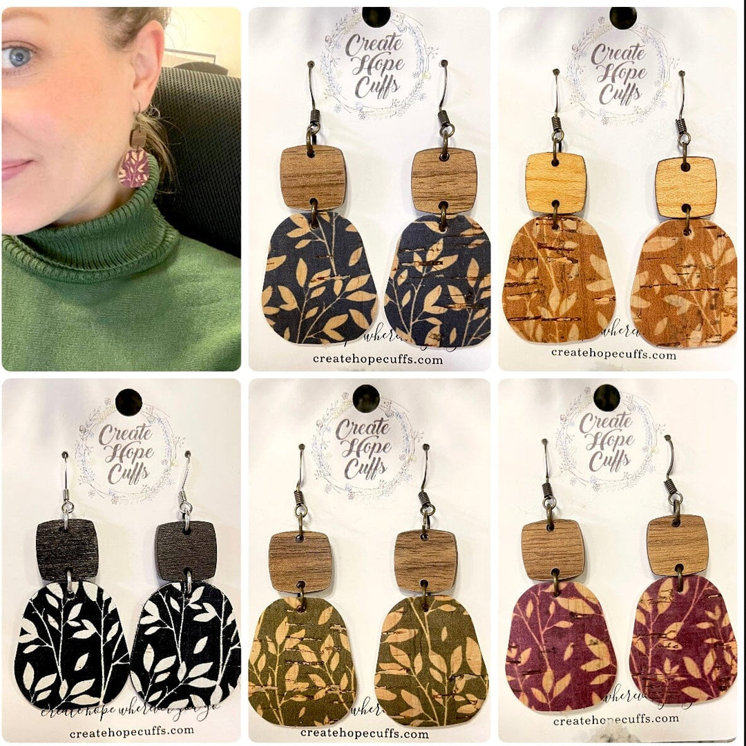 Willow Pattern | 5 Colors | Leather Earrings | Stacked | Hypoallergenic | Women Leather Earrings Create Hope Cuffs Choose your Color 