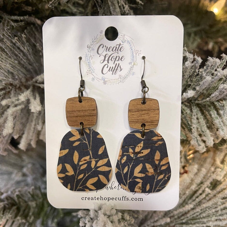 Willow Pattern | 5 Colors | Leather Earrings | Stacked | Hypoallergenic | Women Leather Earrings Create Hope Cuffs Navy Willow 