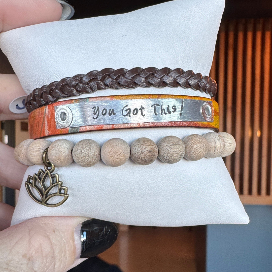 YOU GOT THIS | Sunset Splash Leather Skinny Set | 3 pieces | Bracelets | Women Skinny Bracelets Create Hope Cuffs 