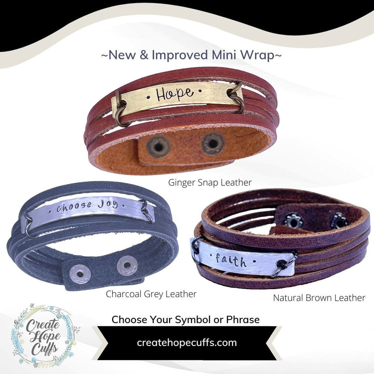 2023 WORD OF THE YEAR MiNi Wrap Leather Bracelet | Personalized | Adjustable Leather Wrap Create Hope Cuffs 