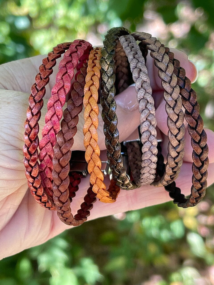 5mm FLAT Braided Leather Bracelets | SET A | 9 colors | Magnetic Closure | Unisex Bracelets Create Hope Cuffs 