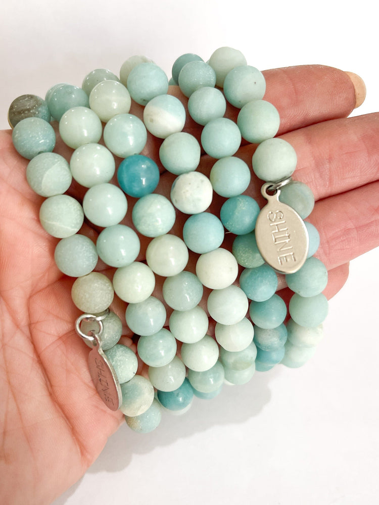Amazonite Mint SHINE Bead Bracelet | 8mm | Natural Stone | Womens Bracelets Create Hope Cuffs 