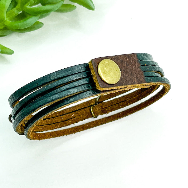 Baseball Mom Vintage Mini Wrap | Green Leather Bracelet | Women | Adjustable Leather Wrap Create Hope Cuffs 