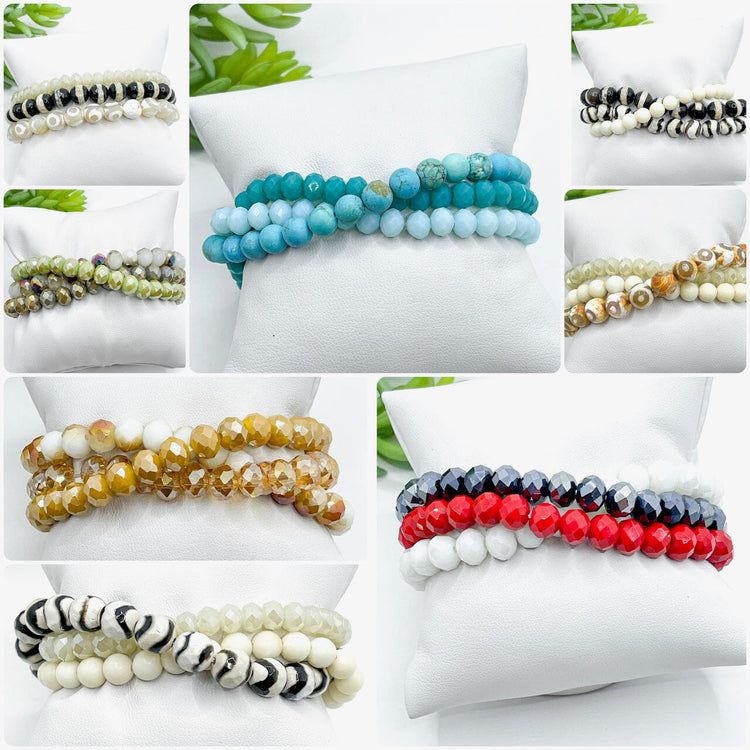 Beaded Trio Sets | 8 SETS Available | Stretchy Bracelets | Women Skinny Bracelets Create Hope Cuffs Choose your TRIO 