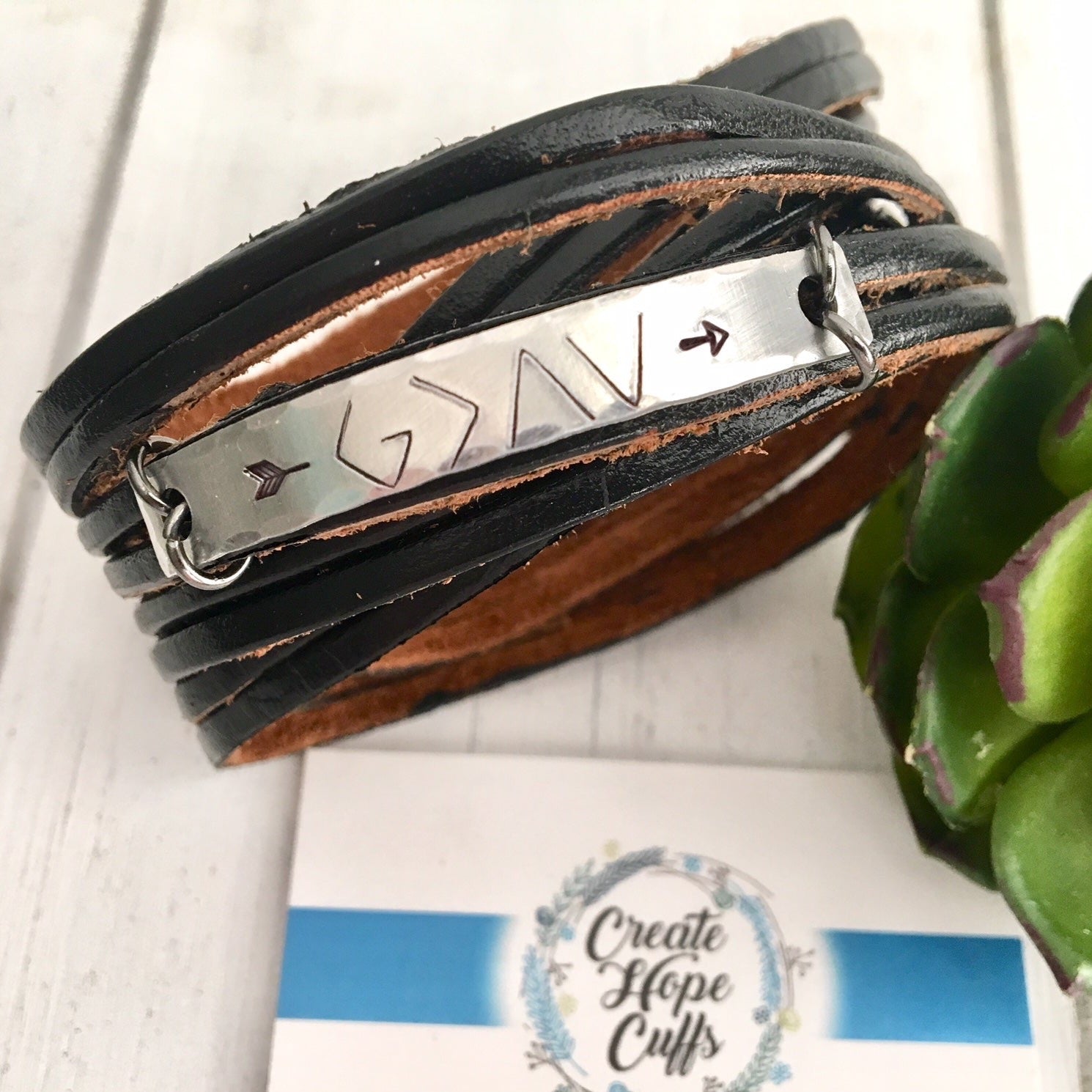 Best Seller! 'God is Greater' Leather Wrap, Silver Bar Bracelet, adjustable Leather Wrap Create Hope Cuffs 