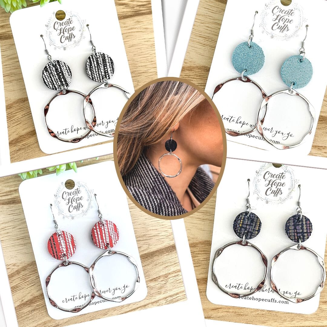 Best Sellers! Shimmer Ring | 4 Colors | Leather Earrings | Stacked | Hypoallergenic | Women Leather Earrings Create Hope Cuffs 