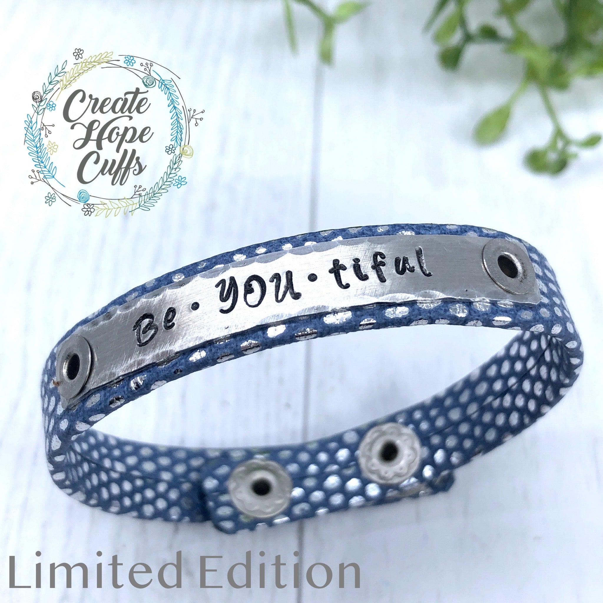 BeYOUtiful Skinny Blue Luxor Leather Bracelet, adjustable Skinny Bracelets Create Hope Cuffs 