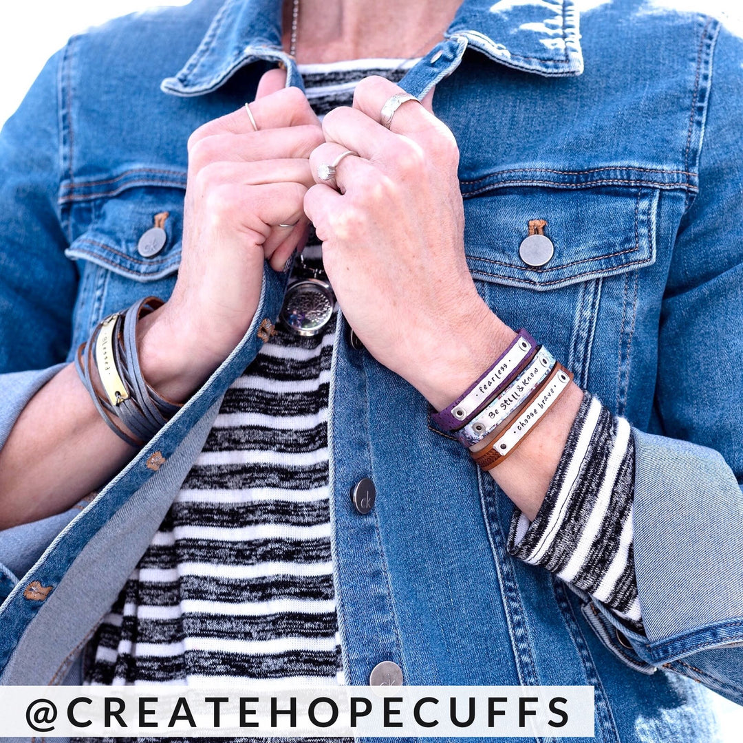 Black Elegant Style | 6 Phrases | Leather Skinny Bracelet | Adjustable Skinny Bracelets Create Hope Cuffs 