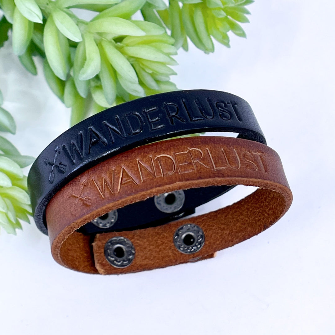 Black or Brown 'WANDERLUST' Leather Skinny Bracelet, adjustable Skinny Bracelets Create Hope Cuffs 