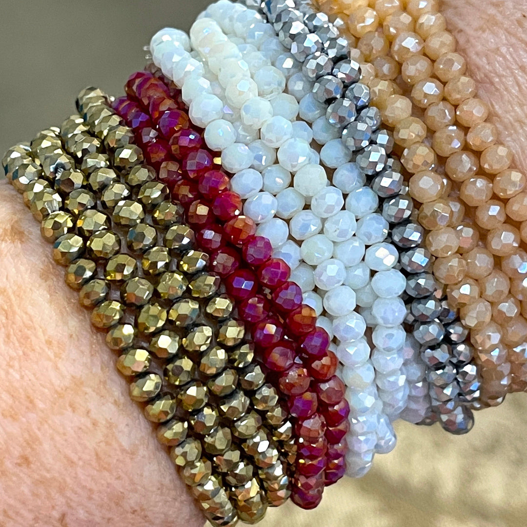 BLiNG Small 4mm Crystal Bead Bracelets | 13 Colors | Womens Create Hope Cuffs 