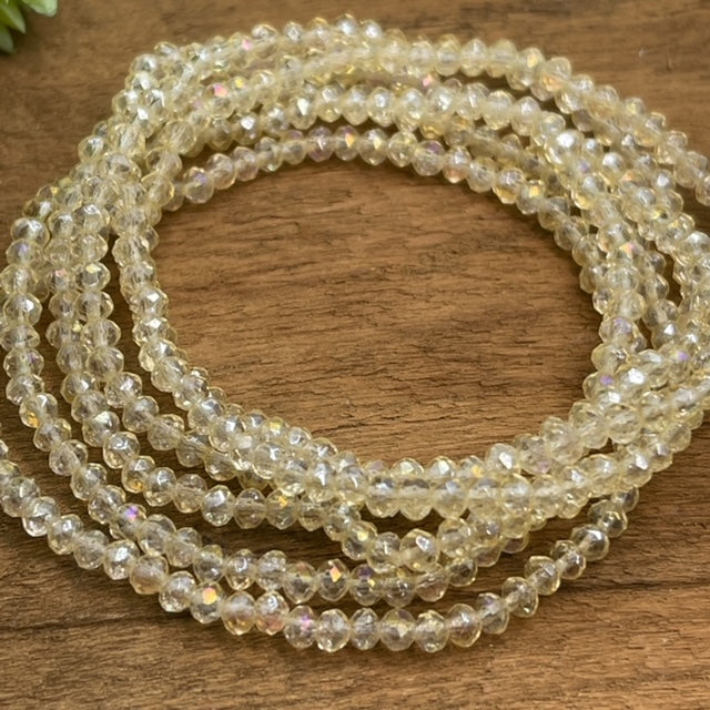 BLiNG Small 4mm Crystal Bead Bracelets | 13 Colors | Womens Create Hope Cuffs One Clear Cream 