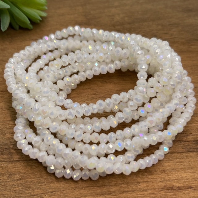 Bling Small 4mm Crystal Bead Bracelets | 13 Colors | Womens One Clear Cream