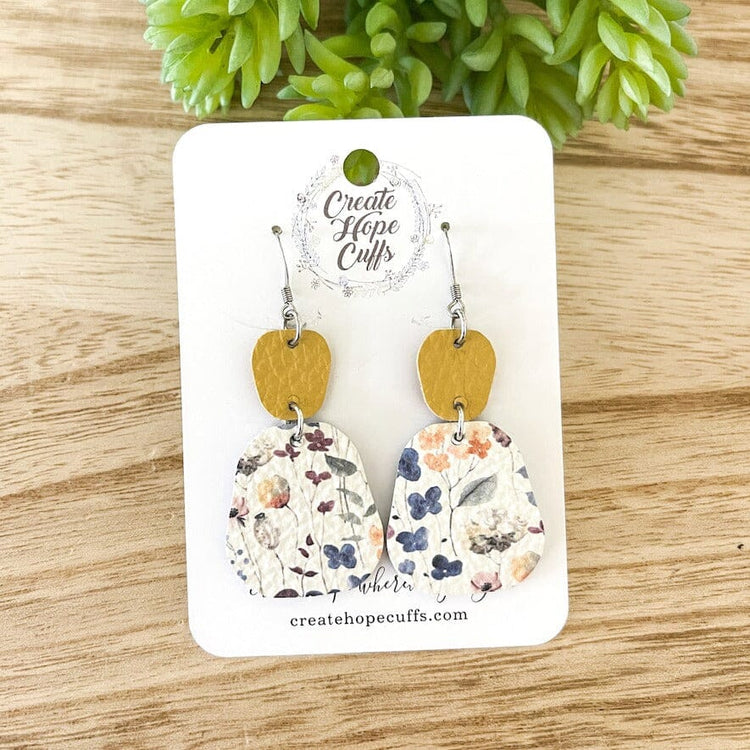 Botanical Garden Leather Earrings | 4 Colors | Stacked | Hypoallergenic | Women Leather Earrings Create Hope Cuffs Pastel Yellow 