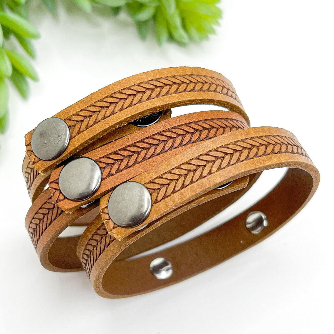 Braided Tan | 3 Phrases | Leather Skinny Bracelet | Adjustable Skinny Bracelets Create Hope Cuffs 
