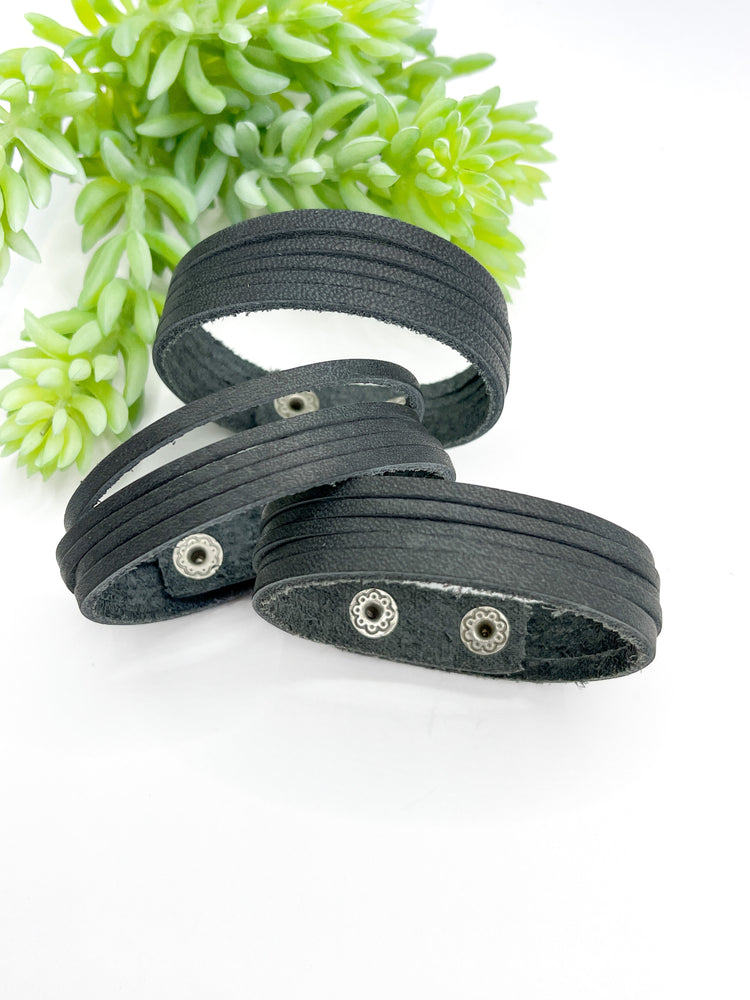 Charcoal Grey MiNi Wrap Personalized Leather Bracelet | Women Teens | Adjustable Leather Wrap Create Hope Cuffs 