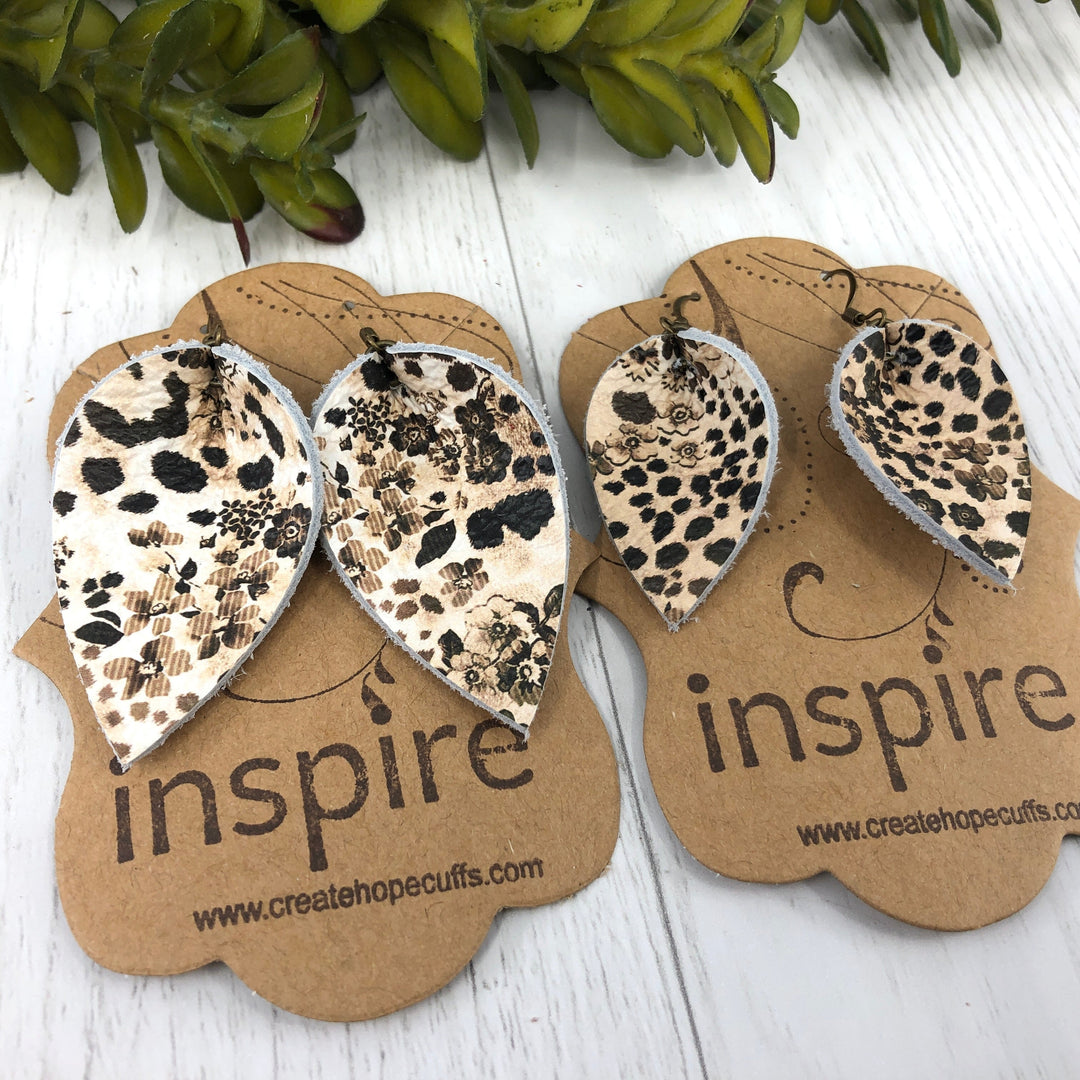 Cheetah Print Leather Earrings, 2 Sizes Essential Oil Diffusers Leather Earrings Create Hope Cuffs 