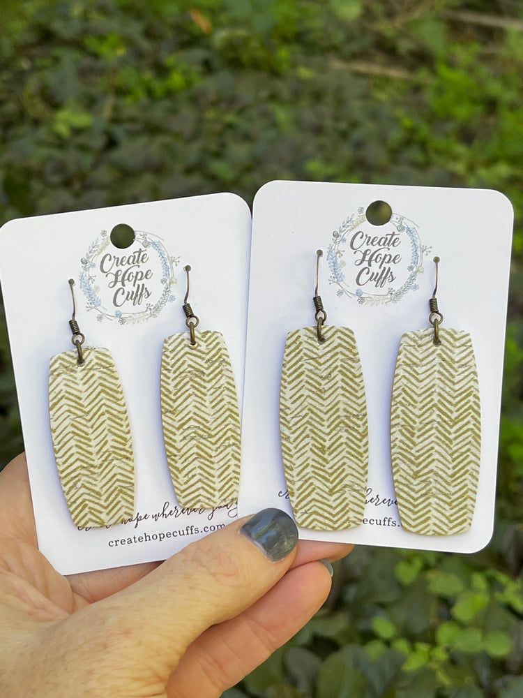 Chevron Taupe Bar Leather Earrings | Stacked | Hypoallergenic | Women Leather Earrings Create Hope Cuffs 