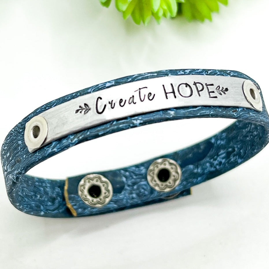 CREATE HOPE | Blue Vein Cork | Skinny Bracelet | Adjustable Skinny Bracelets Create Hope Cuffs 