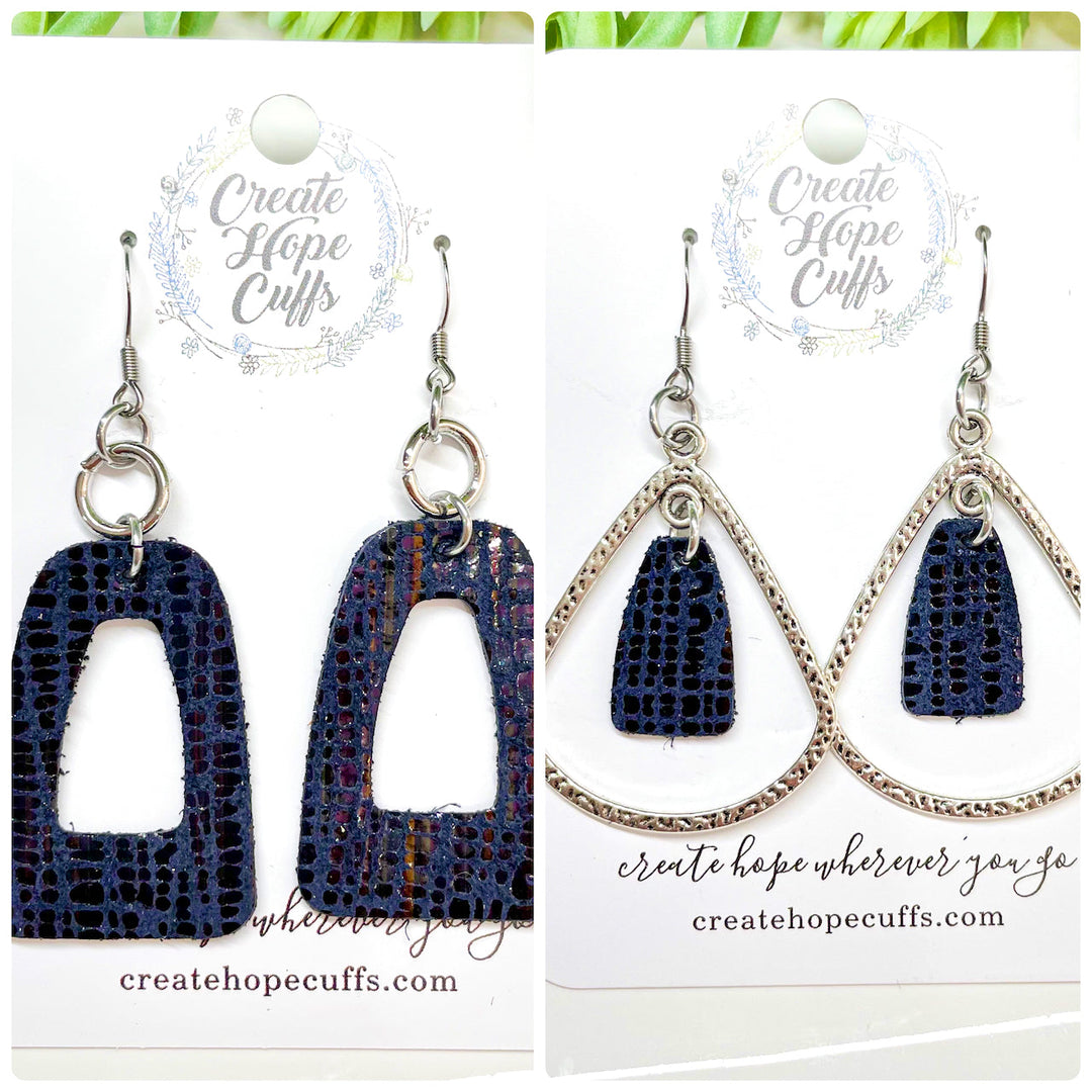 Fall Wooden STUD & Leather Earrings | 3 Designs | Hypoallergenic Wood Earrings Create Hope Cuffs 