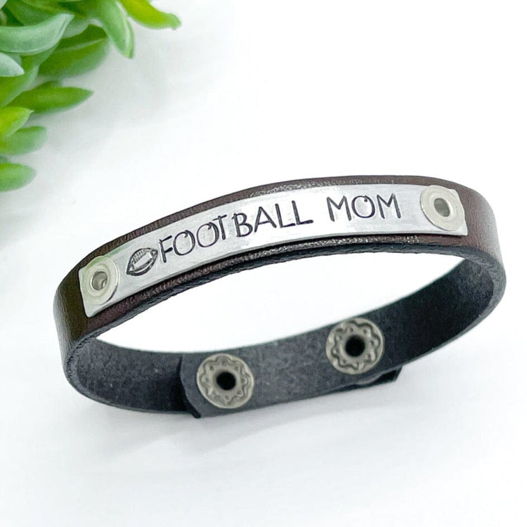 FOOTBALL MOM | Brown Leather | Skinny Bracelet | Adjustable Skinny Bracelets Create Hope Cuffs 