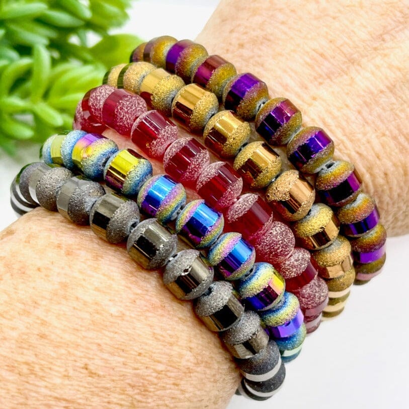 Frosted Chunky Crystal Bead Bracelets | 8mm Crystal | 5 Colors | Women Bracelets Create Hope Cuffs 