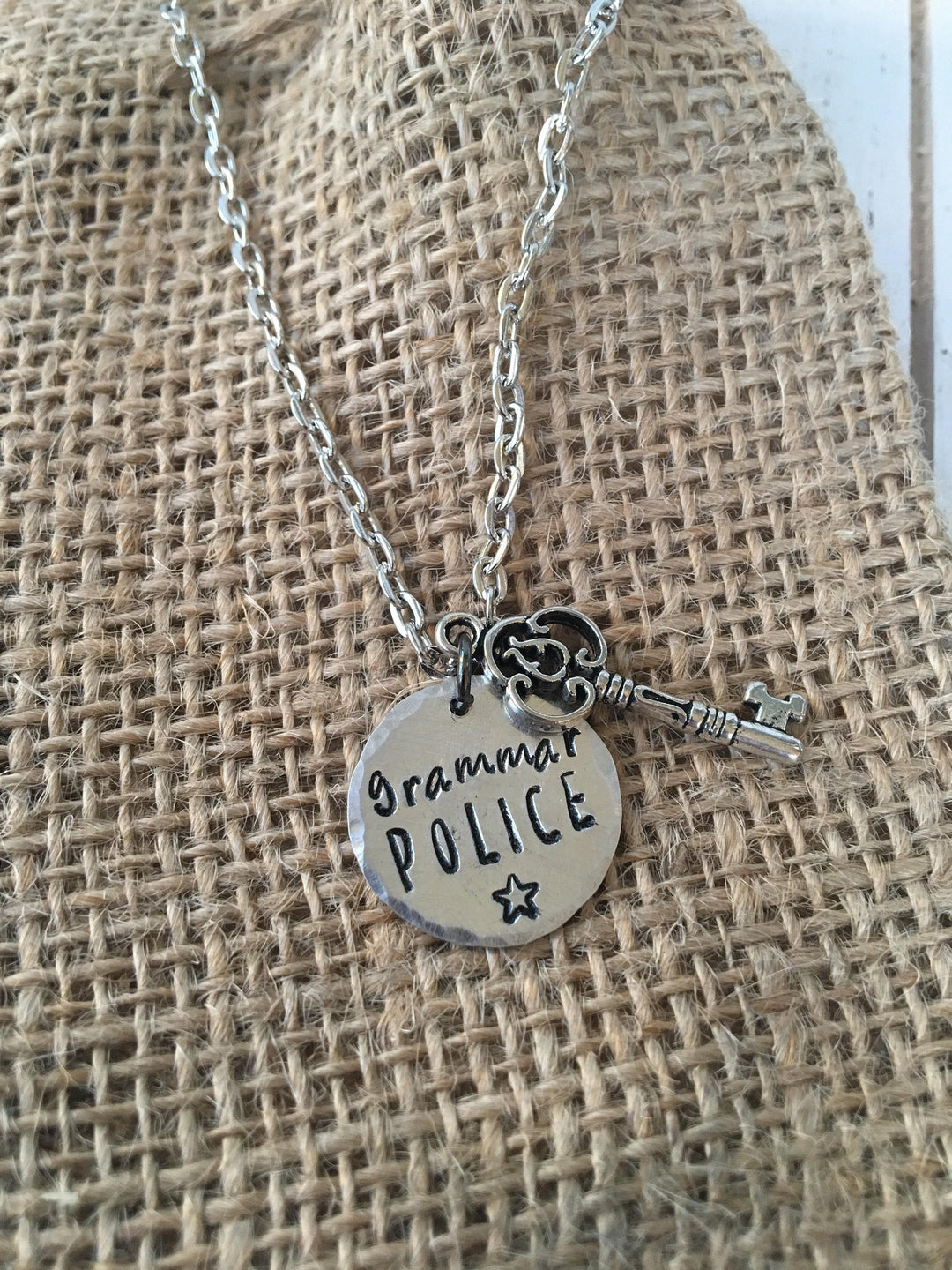 Gift for Teacher, Grammar Police, Their They're There Silver Necklace Key, 24" or 30" chain length, gift boxed Vintage Necklace Create Hope Cuffs 