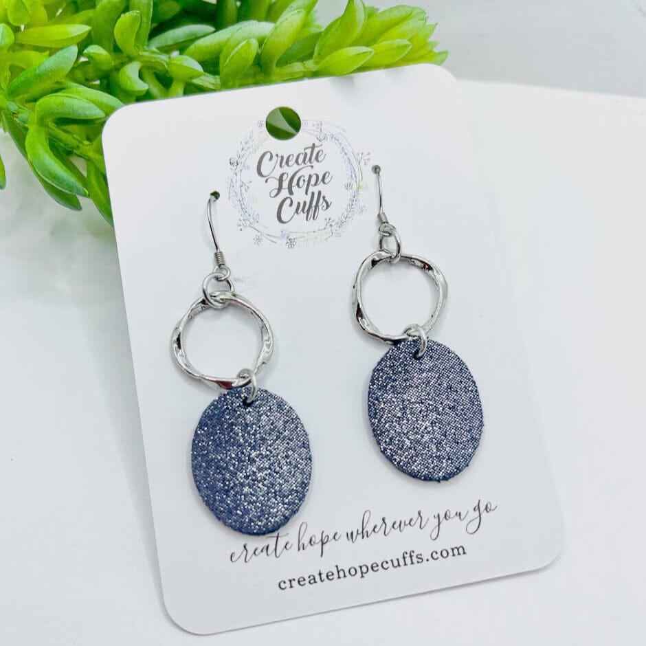 Independence Day Festive Earrings | CHOOSE YOUR STYLE | Womens Skinny Bracelets Create Hope Cuffs Oval Blue Shimmer Stack - 2.25" drop 
