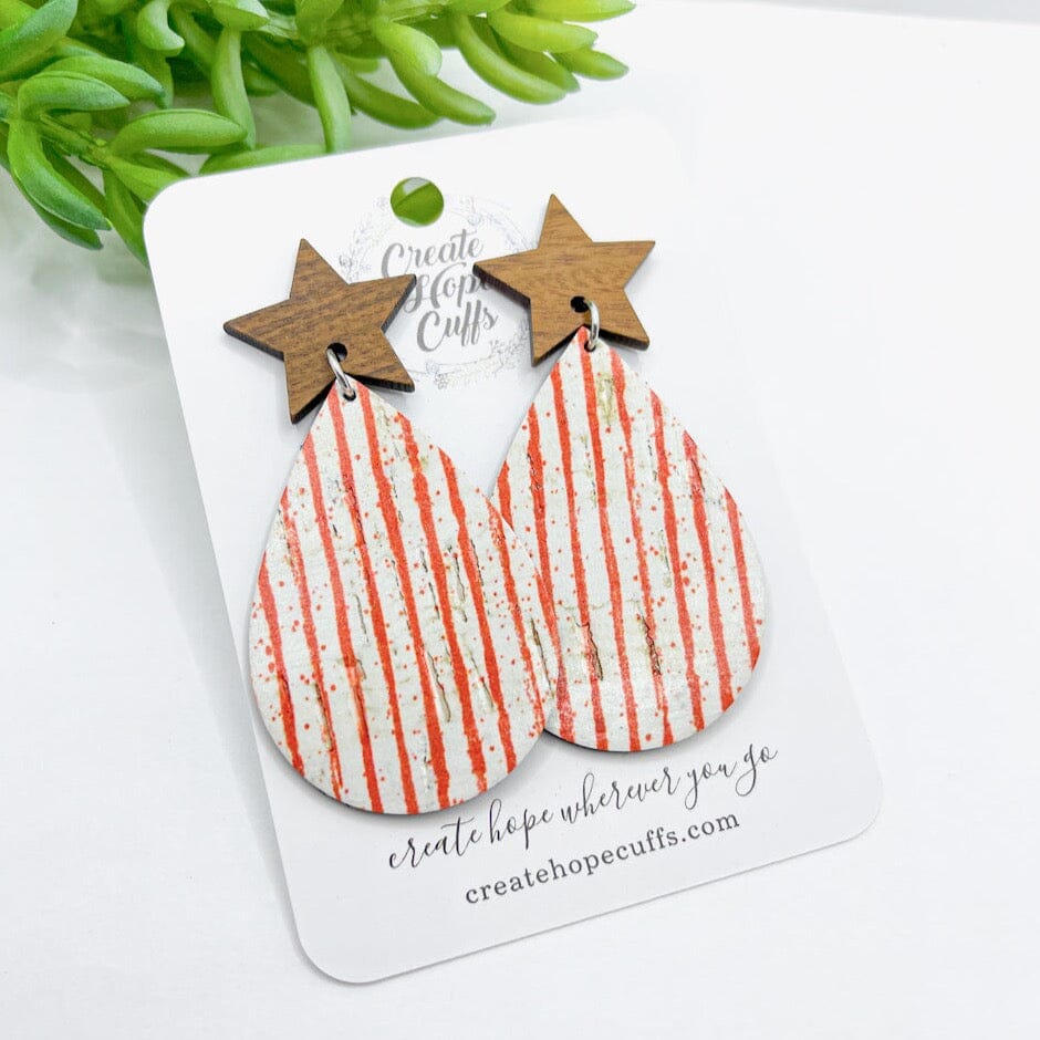 Independence Day Festive Earrings | CHOOSE YOUR STYLE | Womens Skinny Bracelets Create Hope Cuffs Star Red Stripes - 2.25" drop 