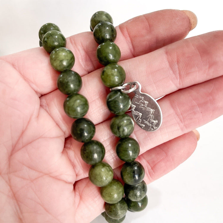 Jade Green Bead Bracelet | Mountain Charm |8mm | Natural Gemstone | Womens Bracelets Create Hope Cuffs 