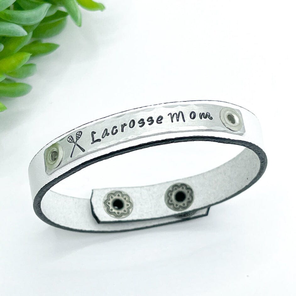 LACROSSE MOM | White Leather | Skinny Bracelet | Adjustable Skinny Bracelets Create Hope Cuffs 
