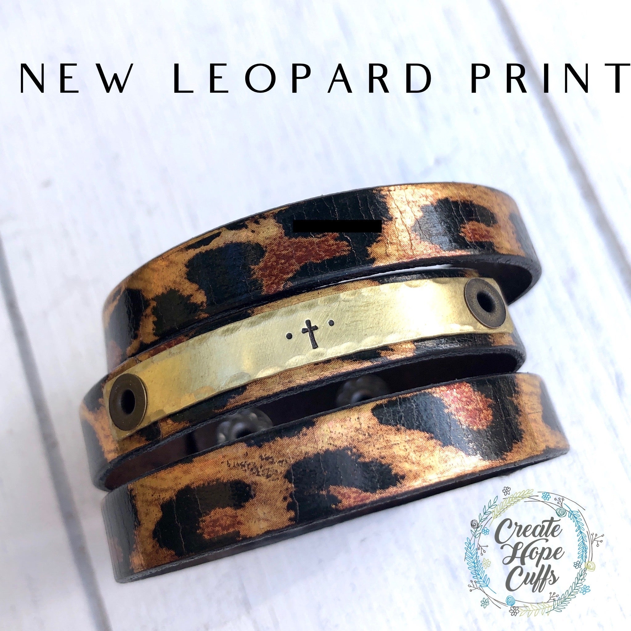 Leopard Print Skinny Leather Bracelet adjustable for Women or Teens Skinny Bracelets Create Hope Cuffs 