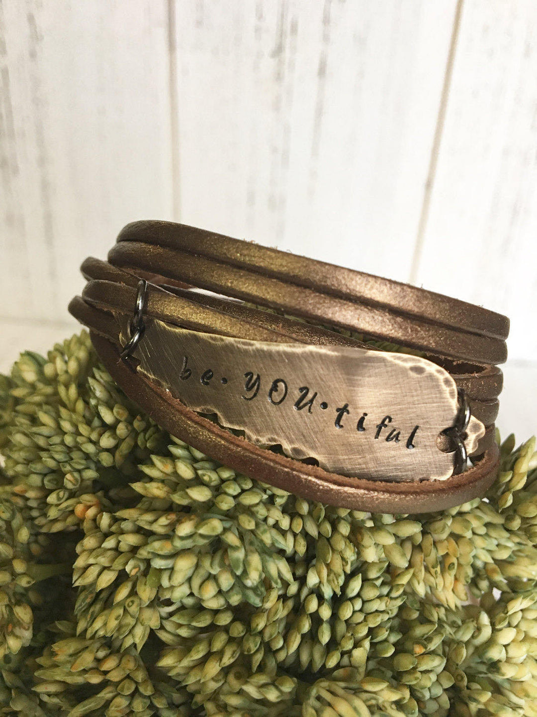 Let it Be Bronze Leather & Angel Wing Wrap Bracelet, adjustable Leather Wrap Create Hope Cuffs 