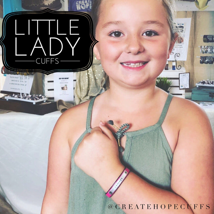 LITTLE LADY Leather Bracelet | Girls Age 3-12 | Petite Empowerment Jewelry | Personalized | Adjustable Skinny Bracelets Create Hope Cuffs 