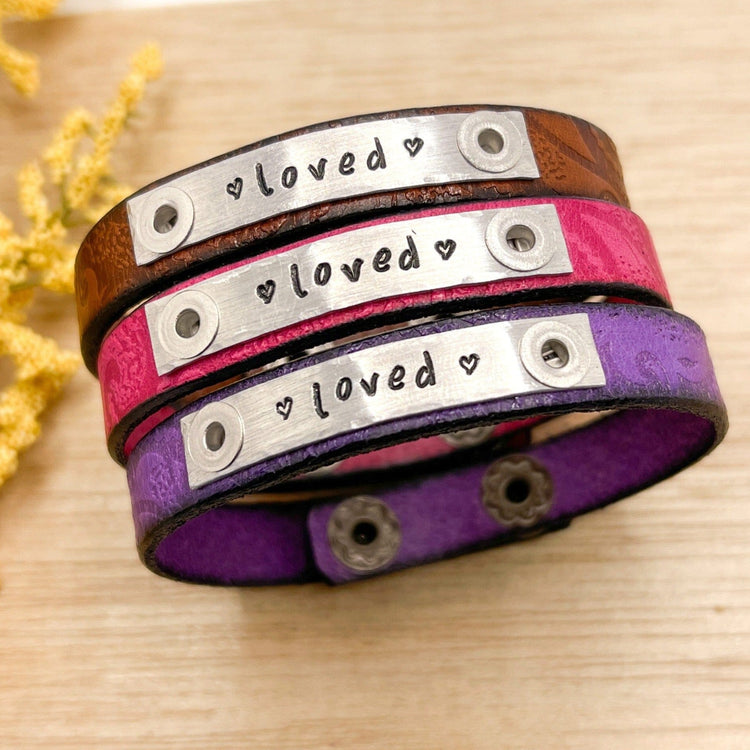 LOVED | 3 Colors | Leather Skinny Bracelet | Adjustable Skinny Bracelets Create Hope Cuffs 