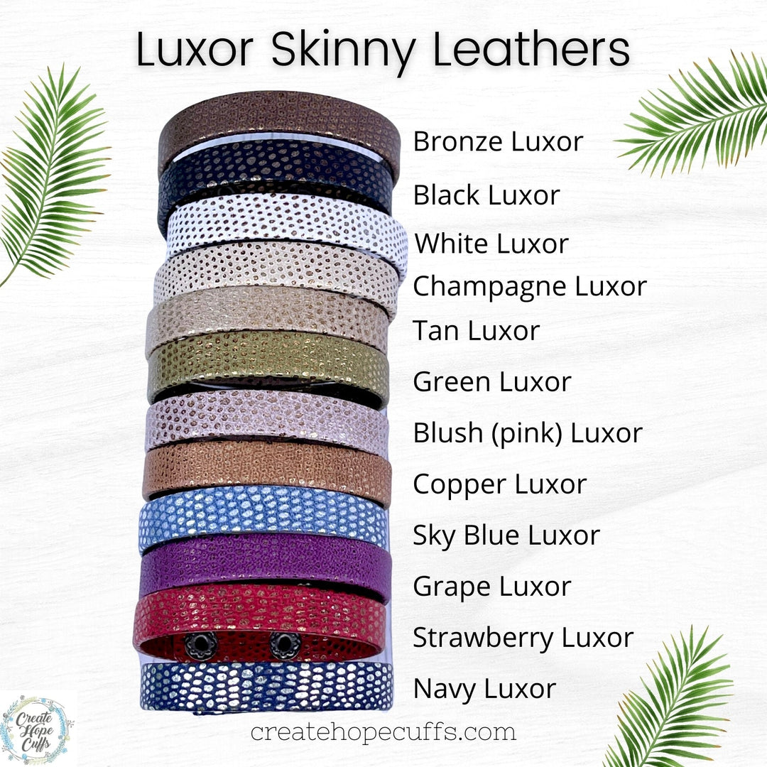 Luxor Skinny Leather Bracelet Collection | Women Teens | 12 colors | Adjustable Skinny Bracelets Create Hope Cuffs 