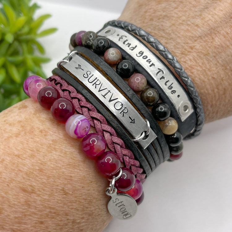 Magenta Pink Dragon Bead Bracelet | STRONG Charm |8mm | Natural Stone | Womens Bracelets Create Hope Cuffs 
