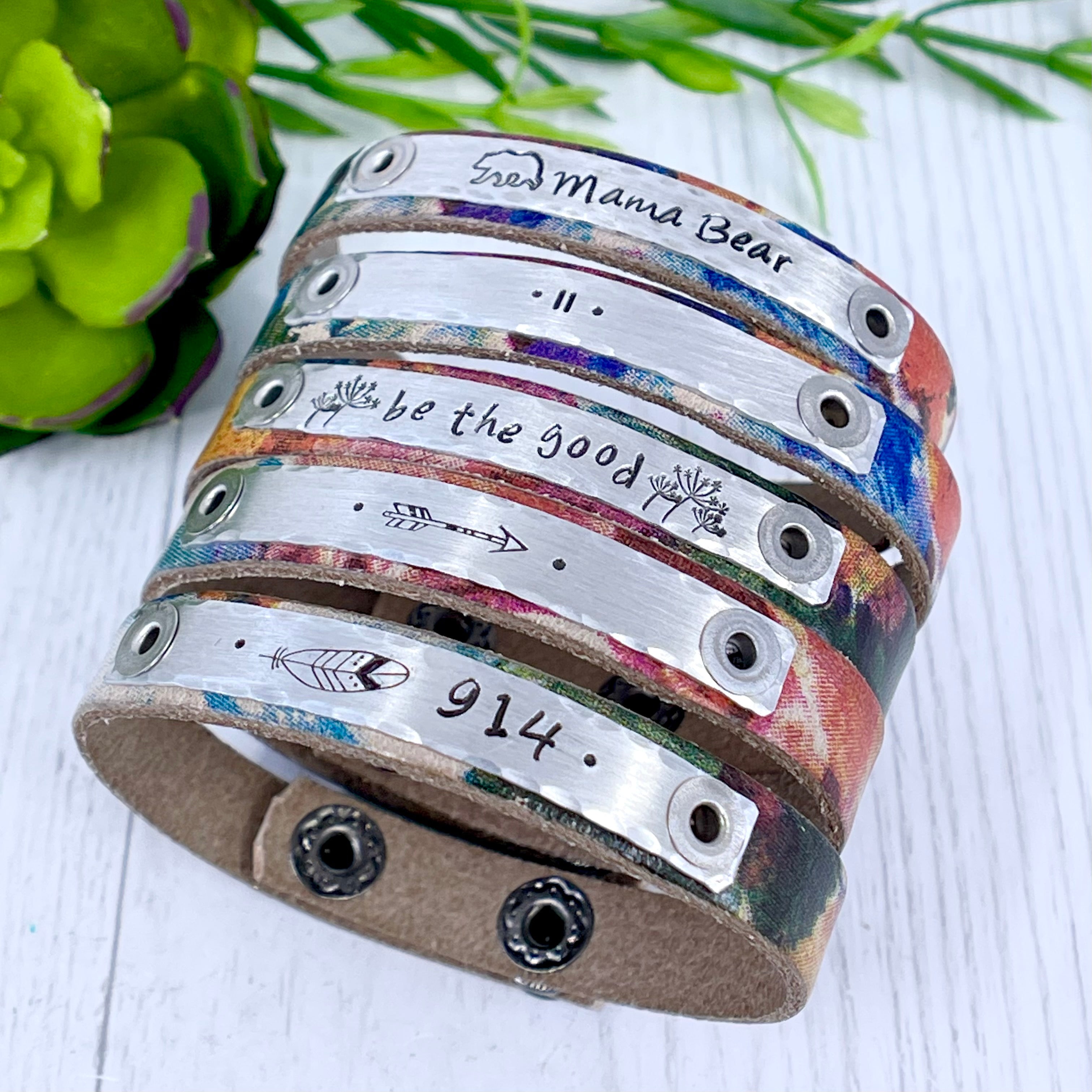 Mama bear leather bracelet clearance
