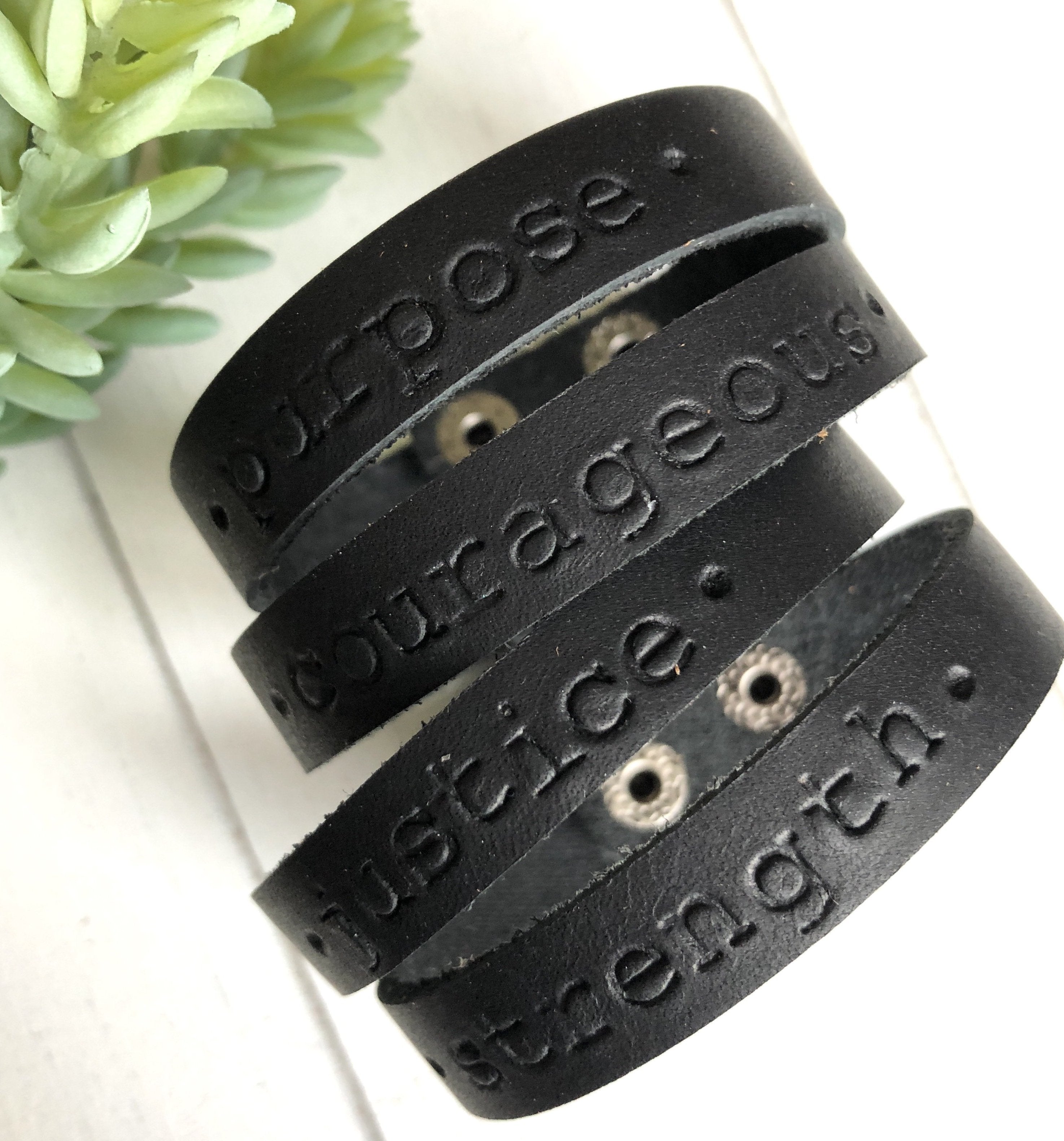 UNICEF Market | Handcrafted Men's Black Leather Wristband Bracelet - Rugged  Black
